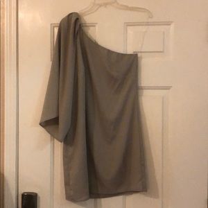 One Shoulder Grey Flow Dress